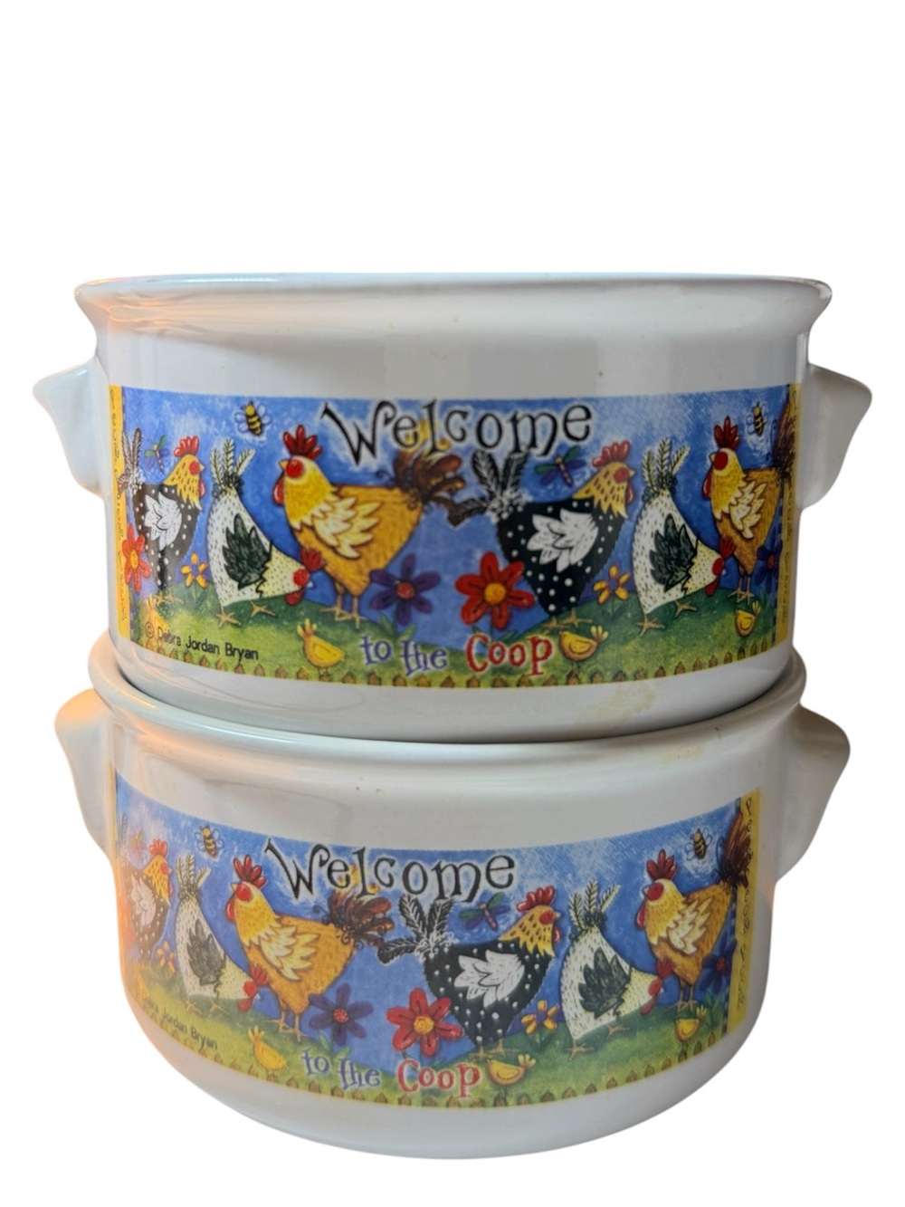 Debra Jordan Bryan Vintage Welcome to the Coop Ceramic Baking Dishes - Set of 2 - Picture 2 of 3